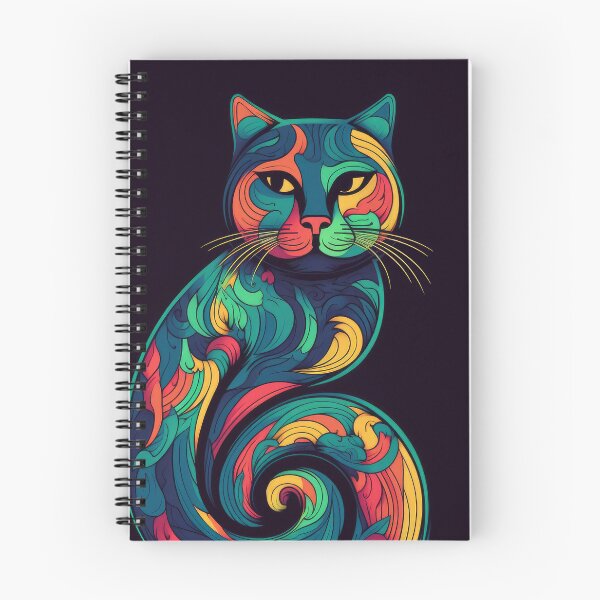 Item preview, colorful curvy cat designed and sold by BenjaminsPlace.