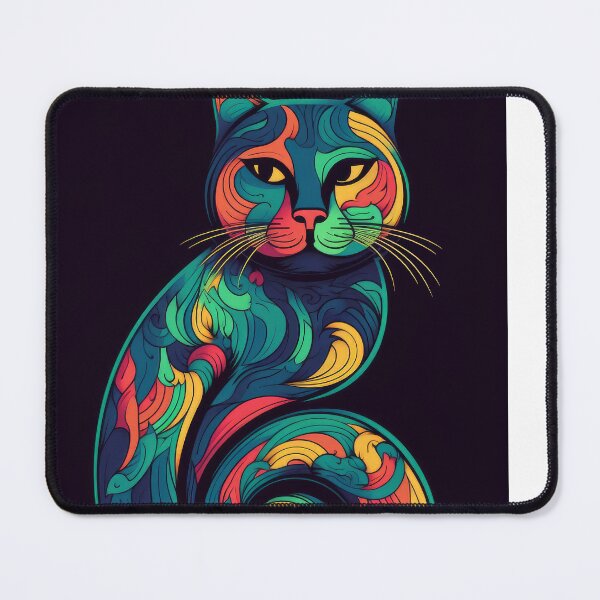 Item preview, colorful curvy cat designed and sold by BenjaminsPlace.