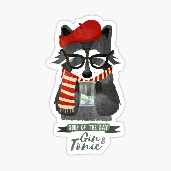 Waschbär "Gin & Tonic" Sticker