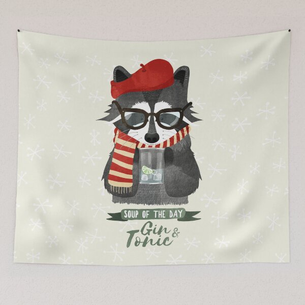 Item preview, Waschbär "Gin & Tonic" designed and sold by CoffeeandPixels.