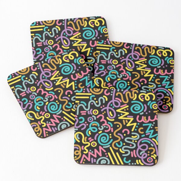 Item preview, Memphis Style Doodle Patterns (Black Background) designed and sold by Cosmodoody.