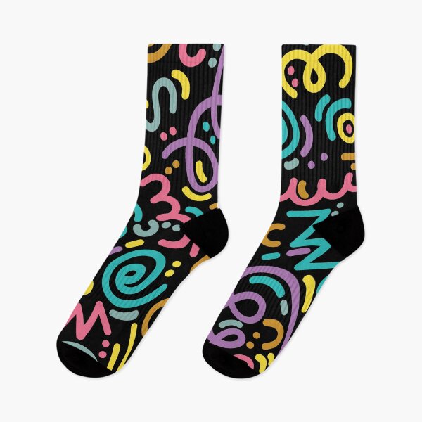 Item preview, Memphis Style Doodle Patterns (Black Background) designed and sold by Cosmodoody.