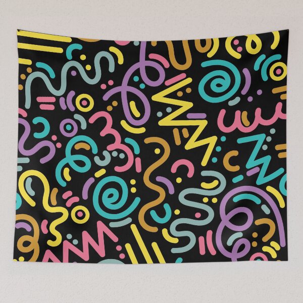 Item preview, Memphis Style Doodle Patterns (Black Background) designed and sold by Cosmodoody.