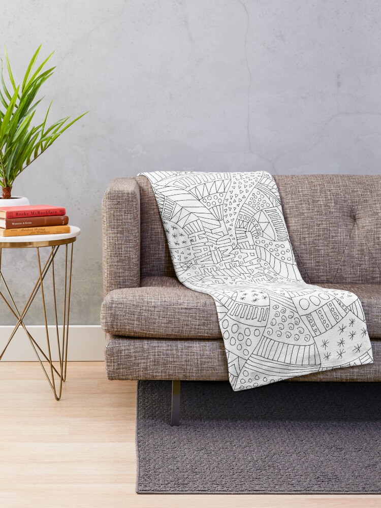 Colour your own doodle style Throw Blanket