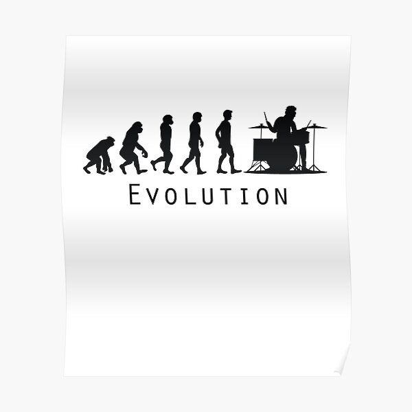Evolution Drums Drummer Funny Drumming Musician Gift Poster
