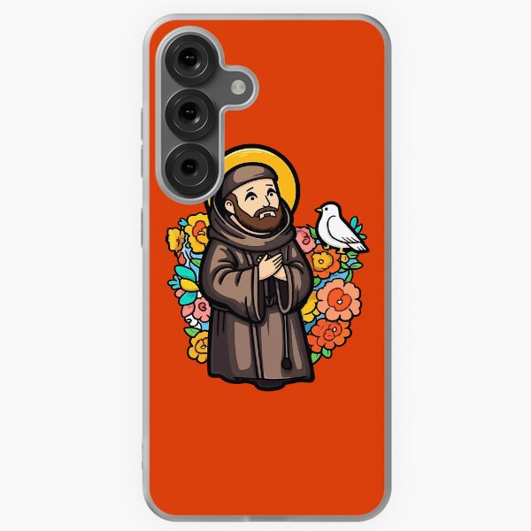 Item preview, St Francis of Assisi Surrounded with Flowers and Peace Dove designed and sold by stickercircle.