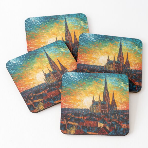 Item preview, The Skyline Of Chartres Cathedral︱Masterpiece Of Vincent Van Gogh Style designed and sold by ArtificerArt.