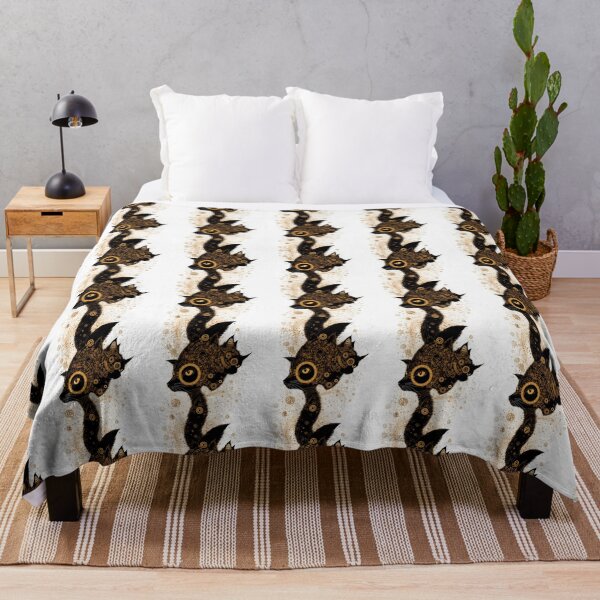 Item preview, Abstract Steampunk Black and Gold Cat Pattern on White Background designed and sold by Aaron2610.