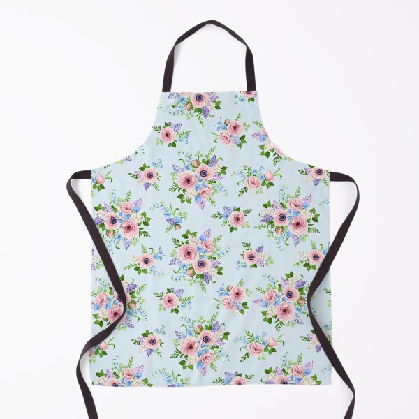 Item preview, Floral pattern with pink, blue, and purple flowers on a blue background designed and sold by Naddya.