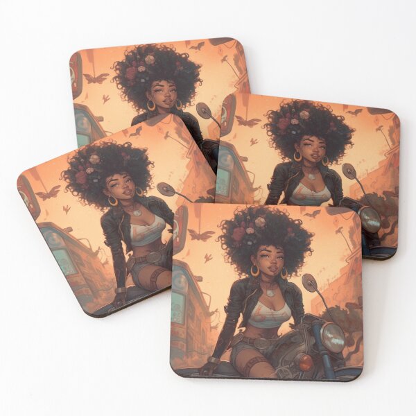Item preview, Anime Black Girl on motorcycle designed and sold by dcwildfinds.