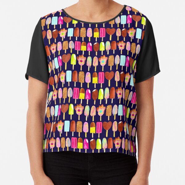 Aussie Ice Creams - Navy Chiffon Top