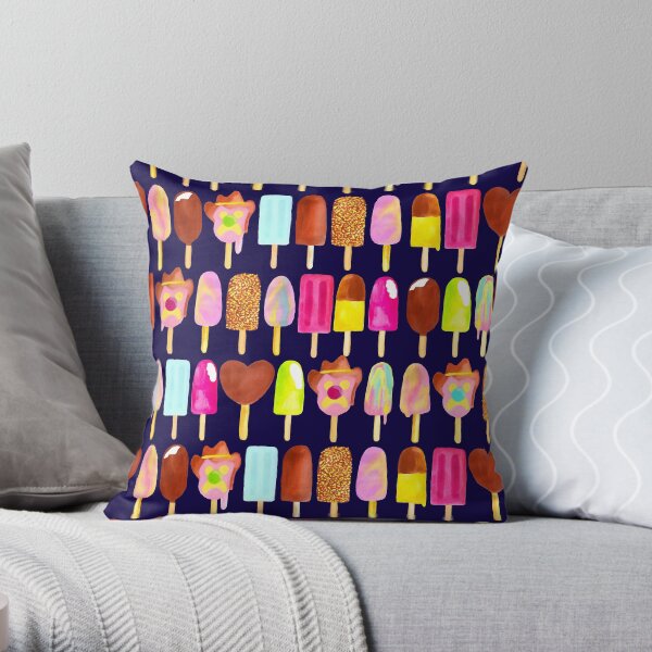 Aussie Ice Creams - Navy Throw Pillow