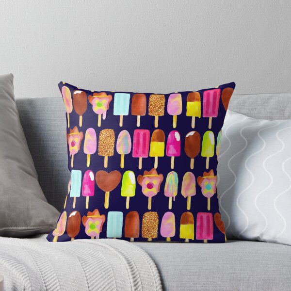 Aussie Ice Creams | Navy Throw Pillow