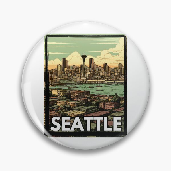 Item preview, Seattle Skyline Illustration 2 designed and sold by CremisArt.