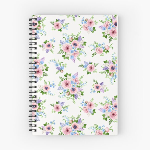 Item preview, Floral pattern with pink, blue, and purple flowers designed and sold by Naddya.