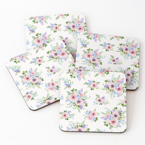 Item preview, Floral pattern with pink, blue, and purple flowers designed and sold by Naddya.