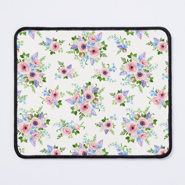 Item preview, Floral pattern with pink, blue, and purple flowers designed and sold by Naddya.