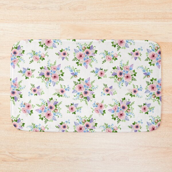 Item preview, Floral pattern with pink, blue, and purple flowers designed and sold by Naddya.