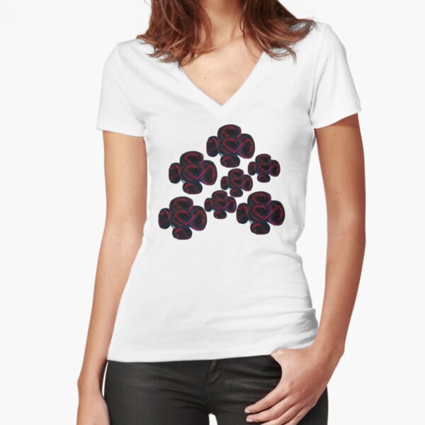 TWIRLED - spiraling flowers -  Fitted V-Neck T-Shirt