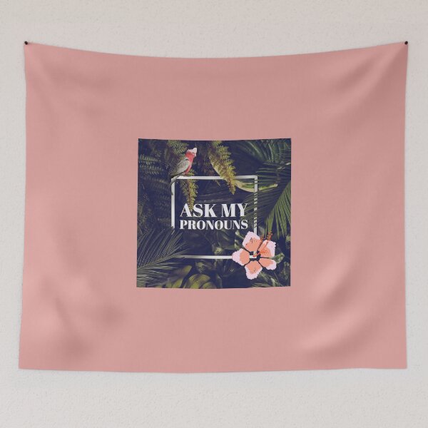 Aperçu de l'œuvre Ask My Pronouns Tropical Jungle Pronouns créée et vendue par MxA19.