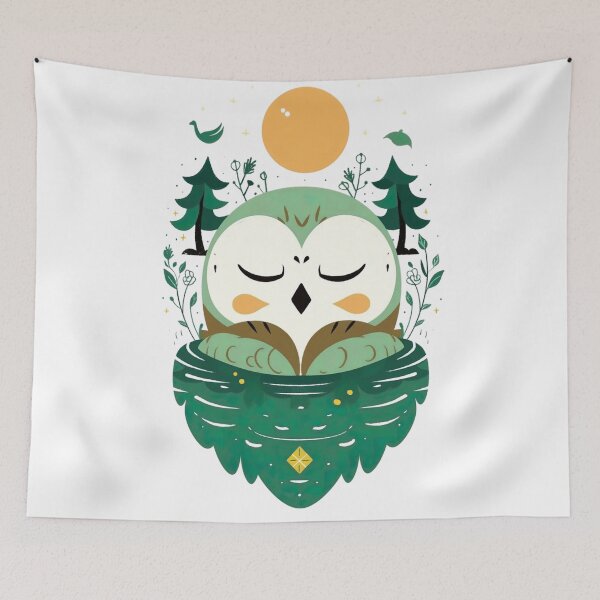 Item preview, Sleeping Owl Whimsical Design for Kids and Adults Who Love Nature designed and sold by Flowsaiartshop.