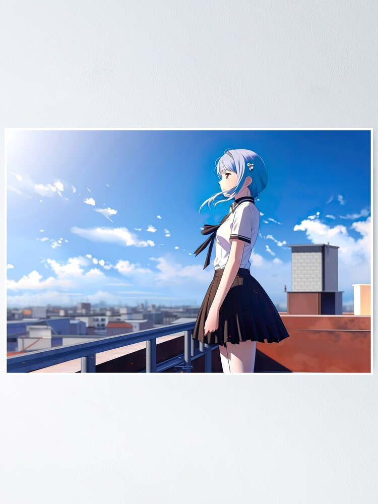 Anime buildings, sky, scenery, rooftop, Anime, HD wallpaper | Peakpx