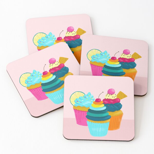 Artikelvorschau, bunte Cupcakes auf pink | nahtloses Muster entworfen und verkauft von colorofmagic.
