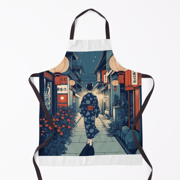 Item preview, Woman in yukata, walking through a lantern-lit street designed and sold by AnimeGearHub.