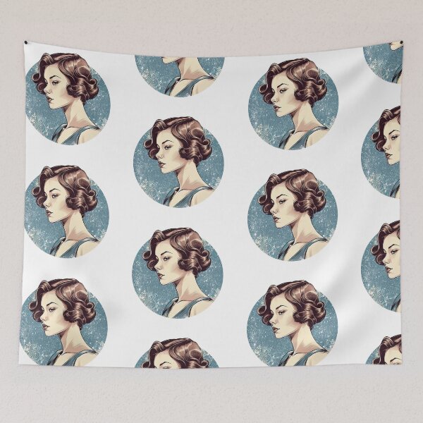 Item preview, Vintage beautiful woman portrait with 50's haircut designed and sold by Dreamakerstudio.