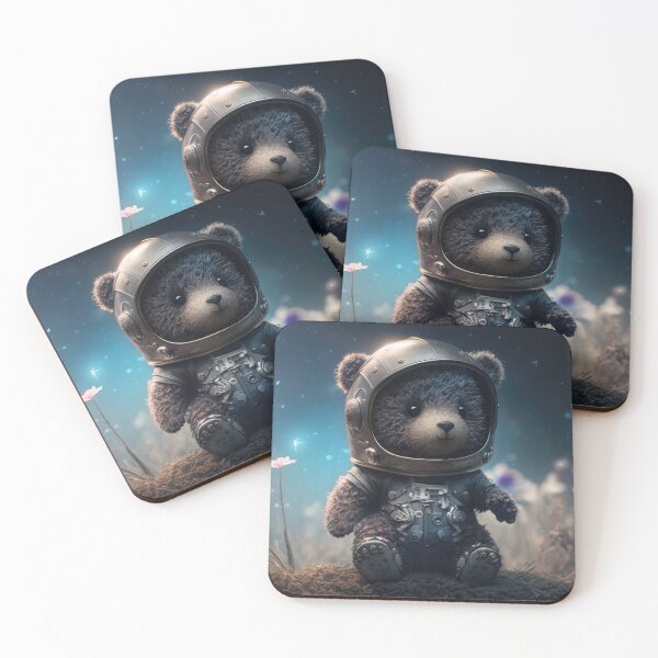 Item preview, A cute baby black bear astronaut in space with floral and space background. designed and sold by HappyPrompt.