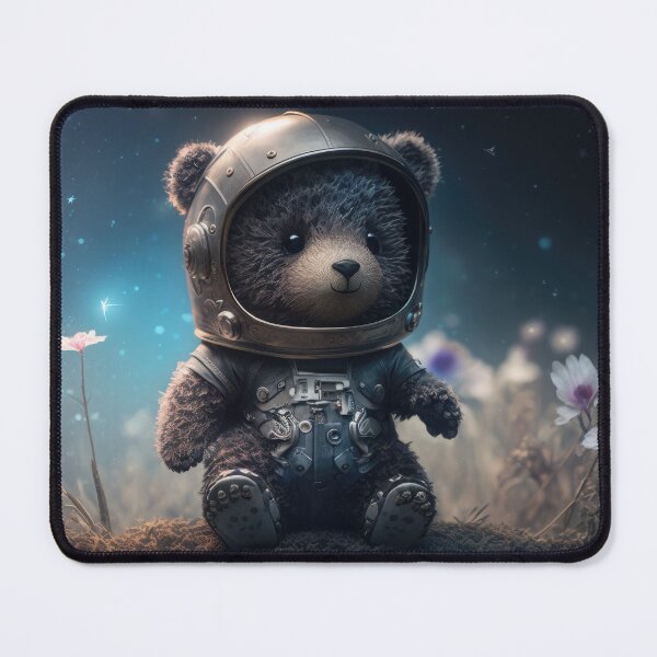Item preview, A cute baby black bear astronaut in space with floral and space background. designed and sold by HappyPrompt.