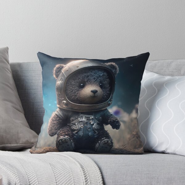 Item preview, A cute baby black bear astronaut in space with floral and space background. designed and sold by HappyPrompt.