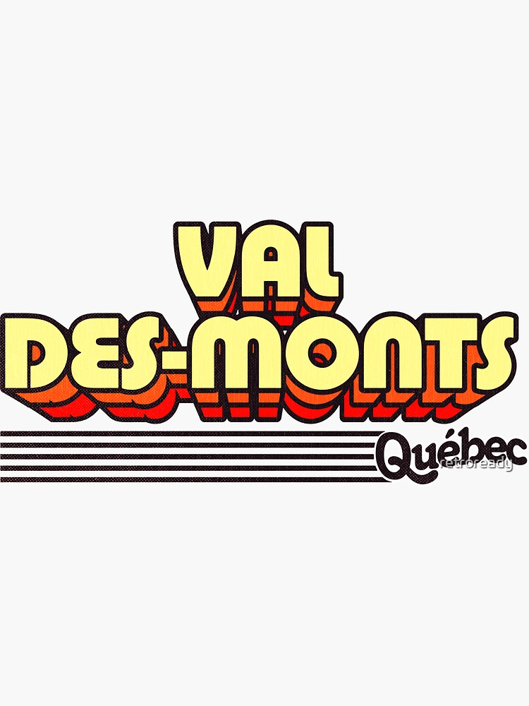 "ValdesMonts, Québec Retro Stripes" Sticker for Sale by retroready