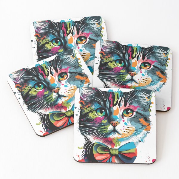 Item preview, Colorful Cat in Splash Paint: A Vibrant Feline Masterpiece designed and sold by OlePajak.