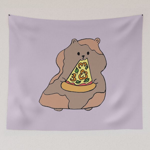 Item preview, Cute hamster with pizza designed and sold by floofrealm.