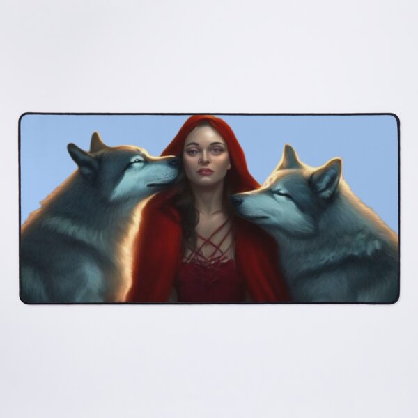 Item preview, woman with wolves in the forest clearing and wolves designed and sold by JaroDesign2023.