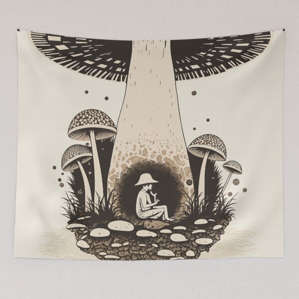 Item preview, Peaceful Wisdom Psychedelic Mushroom | Tranquil Mushroom Cove | Pensive Explorer's Haven designed and sold by mindexploration.