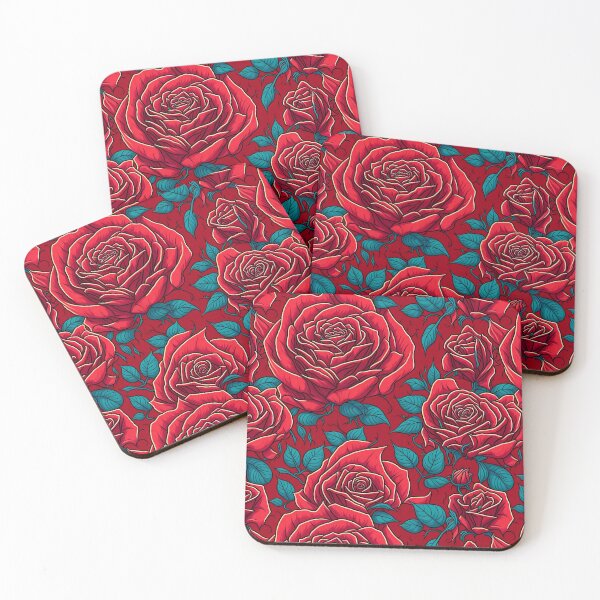 Item preview, Vector Red Roses Flowers And Leaves Seamless Pattern designed and sold by VintageVib.