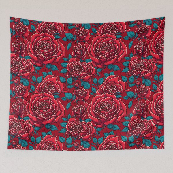 Item preview, Vector Red Roses Flowers And Leaves Seamless Pattern designed and sold by VintageVib.