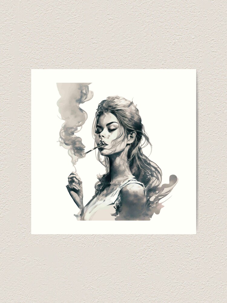 Smoking Comic Girl Art Print by turddemon | Society6