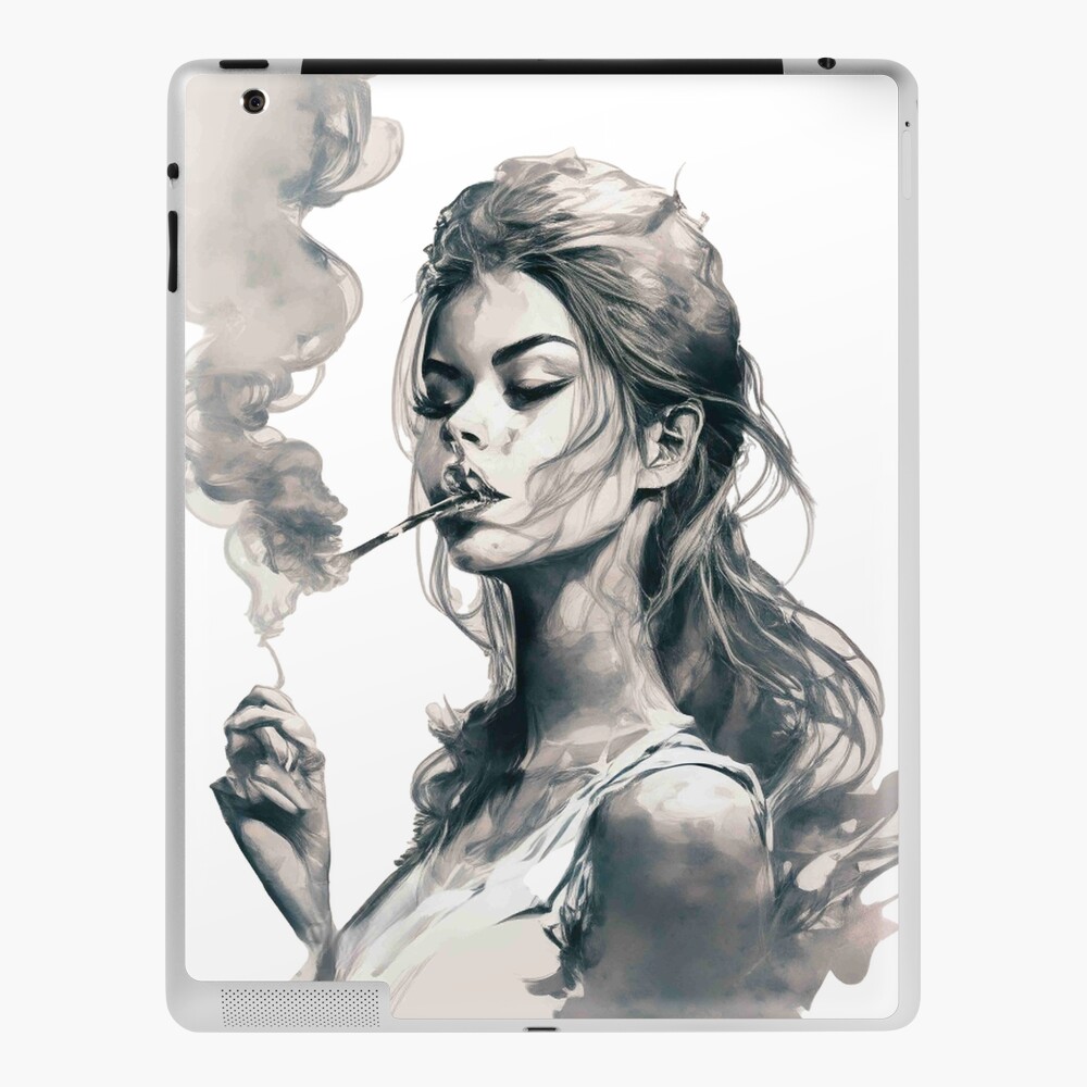 smoking girl artistic draw