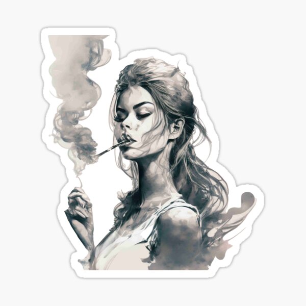 Premium Photo | A drawing of a woman smoking a cigarette.