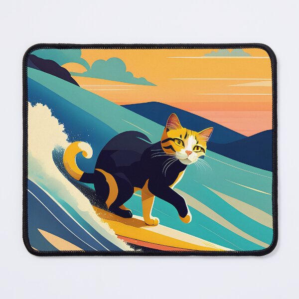 Item preview, Surfing Cat - Hang Ten with a Feline Twist! designed and sold by AgataKaja.