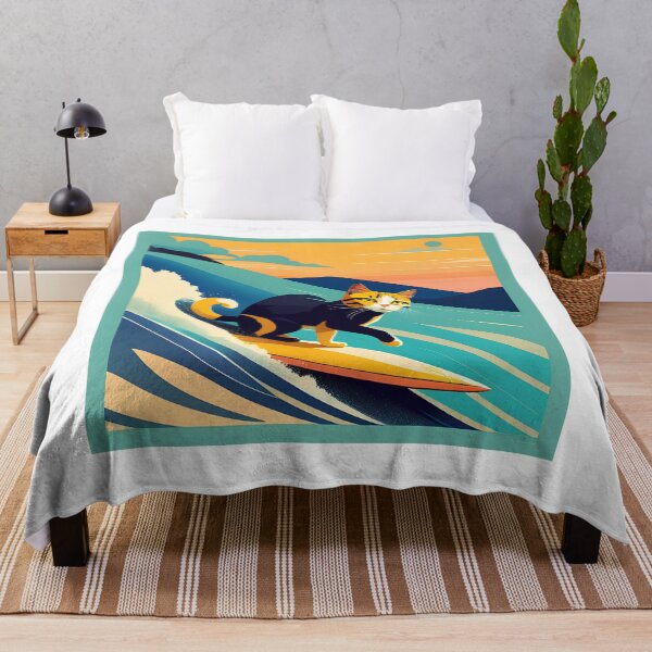 Item preview, Surfing Cat - Hang Ten with a Feline Twist! designed and sold by AgataKaja.