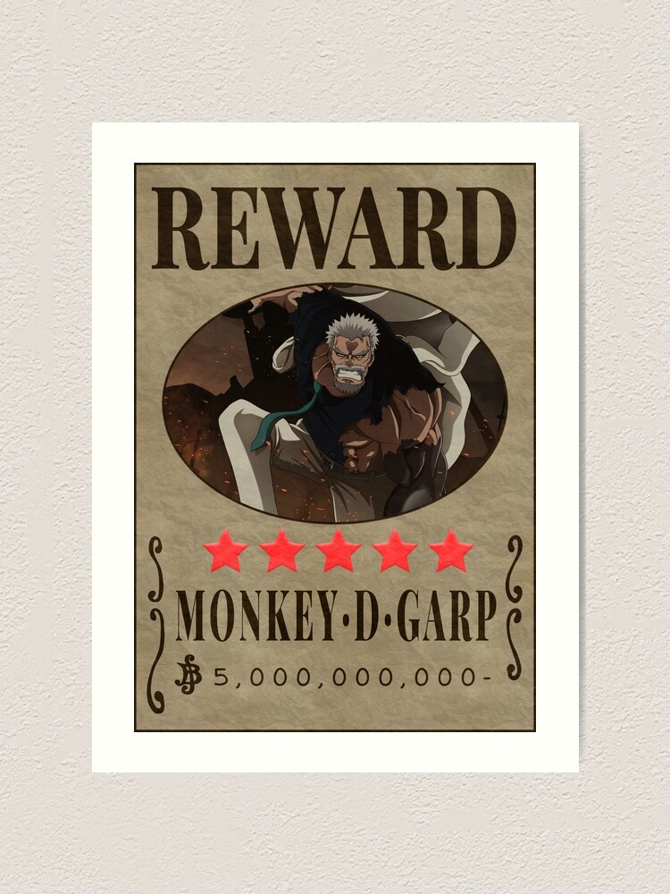 Garp Wanted Bounty Poster One Piece Marines Reward Cross Guild | Art Print