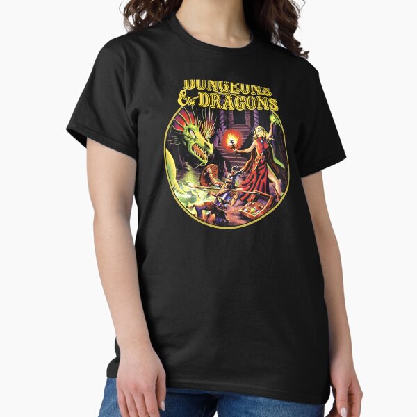 Vista previa del artículo con la obra «D&D BX (para camisas negras)», diseñado y vendido por Lost In Shirts.