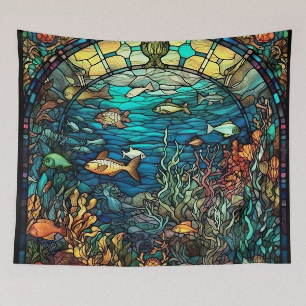 Item preview, Stained Glass Underwater Scene designed and sold by Matt's Artificial Nature.