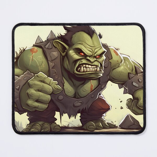Item preview, Green muscular orc bodybuilder with huge arms clenching his fangs in cartoon style designed and sold by SingularityGeek.