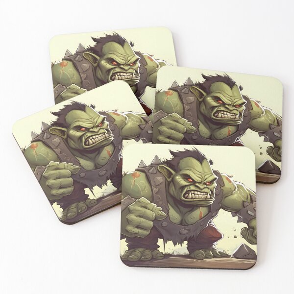 Item preview, Green muscular orc bodybuilder with huge arms clenching his fangs in cartoon style designed and sold by SingularityGeek.