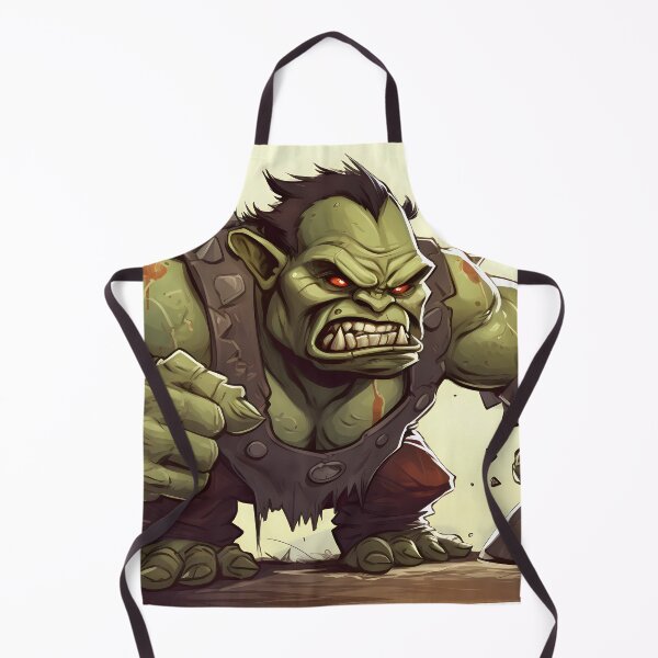 Aperçu de l'œuvre Green muscular orc bodybuilder with huge arms clenching his fangs in cartoon style créée et vendue par SingularityGeek.